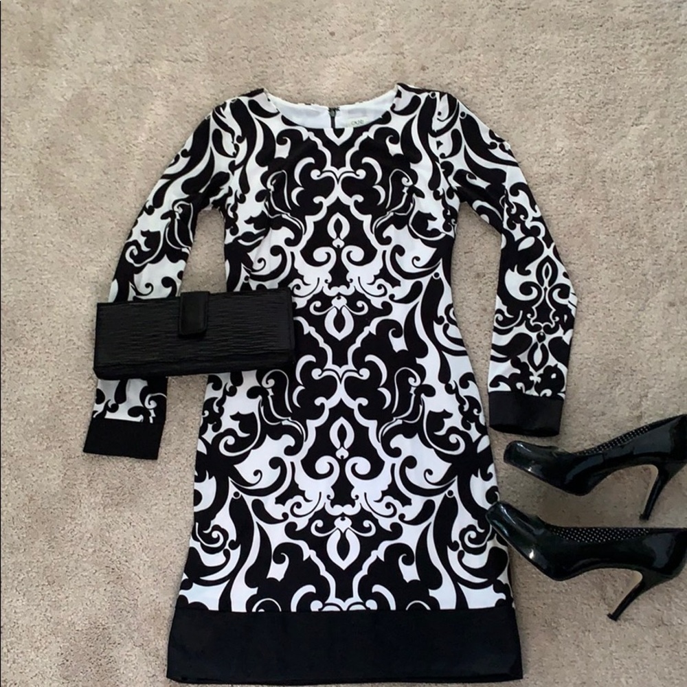 Black and white form fitting dress